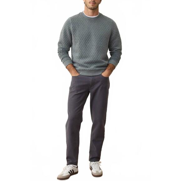 NEW MARINE LAYER corbet quilted crewneck top in dusty pine